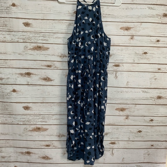 LOFT Ann Taylor Blue Vine Halter Midi Dress - Picture 3 of 8